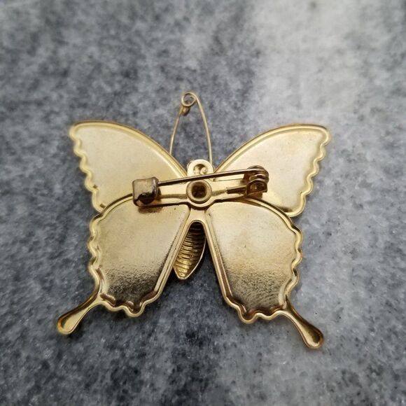Vintage Colorful Butterfly Brooch, Lapel Pin, Rainbow, Estate - Picture 2 of 5